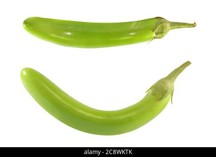 Grüne Aubergine isoliert auf weißem Hintergrund Stockfoto