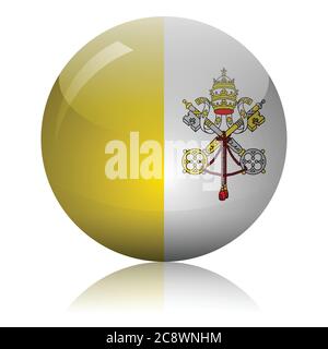Vatikan Flagge Glaskugel auf Licht Spiegel Oberfläche Vektor Illustration Stock Vektor