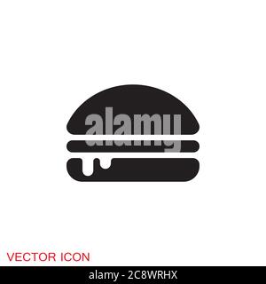 Burger Icon, flaches Design Hamburger Web Icon. vektor-Illustration Stock Vektor
