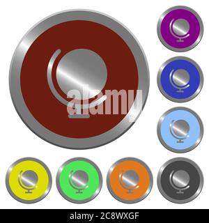 Set von farbigen glänzenden münzähnlichen Globus Tasten Stock Vektor