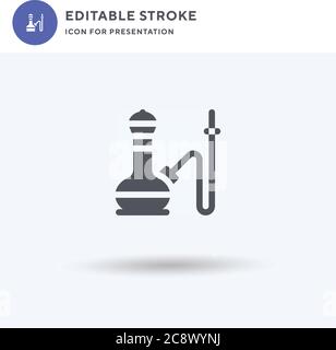 Shisha-Symbolvektor, gefülltes flaches Zeichen, solides Piktogramm isoliert auf Weiß, Logo-Illustration. Shisha-Symbol für die Präsentation. Stock Vektor