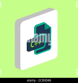C++ Programmierung einfaches Vektor-Symbol. Illustration Symbol Design Vorlage für Web mobile UI Element. Perfektes isometrisches Farbpiktogramm auf weißem 3D-Quadrat Stock Vektor