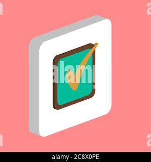 Einfaches Vektorsymbol Checkliste. Illustration Symbol Design Vorlage für Web mobile UI Element. Perfekte Farbe isometrisches Piktogramm auf 3d weißen Quadrat. Che Stock Vektor