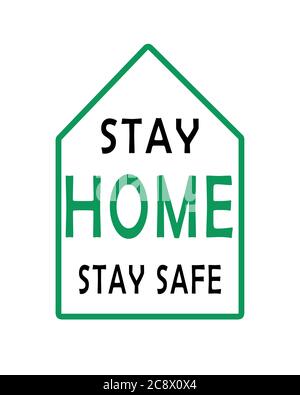 Symbol „zu Hause bleiben“. Zu Hause bleiben während eines Pandemiedrucks. Abbildung: Home Quarantine Stockfoto