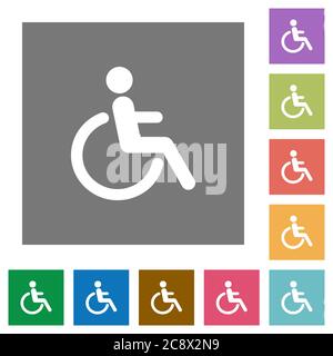 Symbol für eine Behinderung auf quadratischem Hintergrund. Stock Vektor