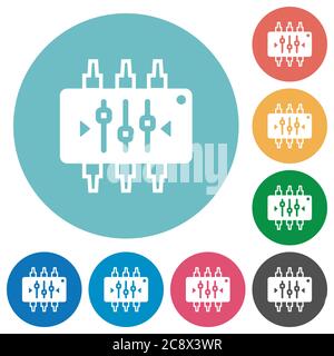 Flaches Chip Tuning Symbol auf runder Farbe Hintergrund gesetzt. Stock Vektor