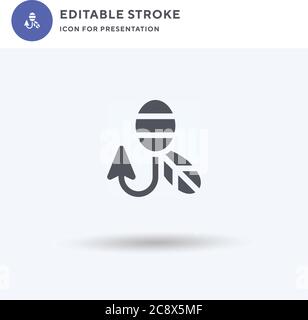 Fisch Haken Icon Vektor, gefüllt flache Zeichen, solide Piktogramm isoliert auf weiß, Logo-Illustration. Fischhaken-Symbol für Präsentation. Stock Vektor