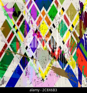 Abstrakter Hintergrund mit Konturen, Spritzern und geometrischen Linien Stock Vektor