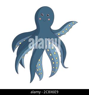 Octopus isoliert auf weißem Hintergrund. Vektor-Illustration in niedlichen Cartoon-Stil Stock Vektor