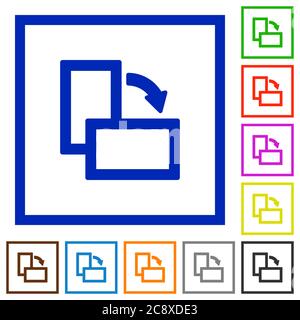 Satz von farbigen quadratischen gerahmten drehen rechts flache Symbole Stock Vektor