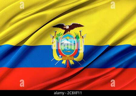 Bunte Ecuador Flagge winkt im Wind. Stockfoto