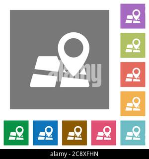 Kartenposition flaches Symbol auf farbigem Hintergrund gesetzt. Stock Vektor