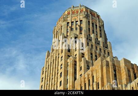 Das City Hall im Art déco-Stil in Buffalo, New York, wurde 1931 fertiggestellt und ist eines der größten städtischen Gebäude in den Vereinigten Staaten. Stockfoto