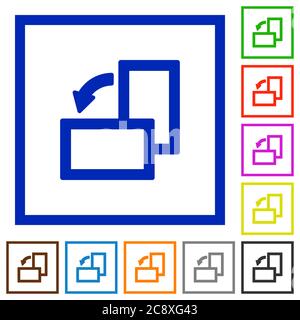 Satz von farbigen quadratischen gerahmten drehen links flache Symbole Stock Vektor
