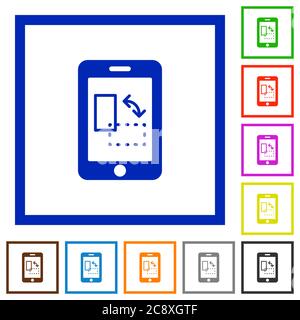 Set von Farbe quadratisch gerahmte mobile Gyrosensor flache Symbole Stock Vektor