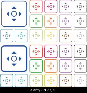 Satz von flachen gerundeten quadratischen Farbsymbolen auf weißem Hintergrund. Dünne und dicke Versionen enthalten. Stock Vektor
