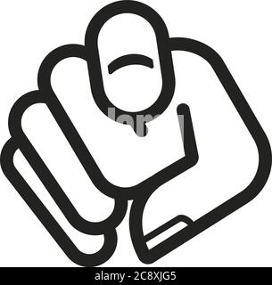 Vector Illustration. Rechten Zeigefinger auf Viewer. Vorderer Punkt der Ansicht. Stock Vektor