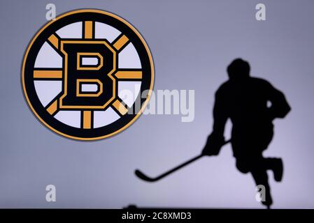 NHL Hockey Konzept Foto. Silhouette des professionellen NHL Eishockey-Spieler Stockfoto