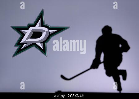 NHL Hockey Konzept Foto. Silhouette des professionellen NHL Eishockey-Spieler Stockfoto