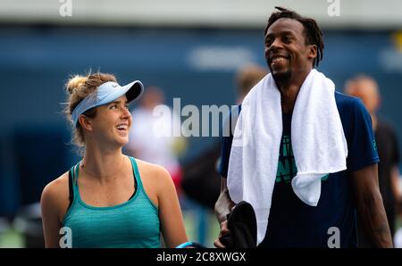 Elina Svitolina aus der Ukraine und ihr Freund Gael Monfils beim Training vor ihrem Halbfinalspiel beim US Open Grand Slam Tennisturnier 2019 Stockfoto