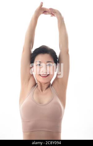 Frauen mittleren Alters und alten Yoga Stockfoto