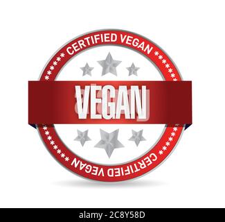 Zertifiziertes veganes Siegel Illustration Design über weiß Stock Vektor