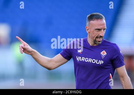 Rom, Italien. Juli 2020. Franck Ribery von ACF Fiorentina Gesten während der Serie EIN Spiel zwischen Roma und Fiorentina im Stadio Olimpico, Rom, Italien am 26. Juli 2020. Foto von Giuseppe Maffia. Kredit: UK Sports Pics Ltd/Alamy Live Nachrichten Stockfoto