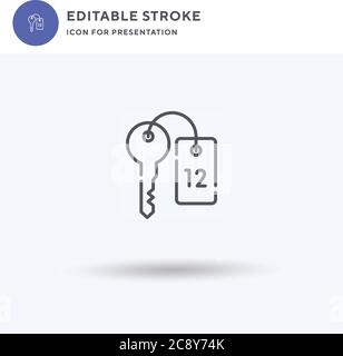 Symbolvektor für Zimmerschlüssel, gefülltes flaches Schild, solides Piktogramm isoliert auf Weiß, Logo-Illustration. Raumschlüssel-Symbol für Präsentation. Stock Vektor