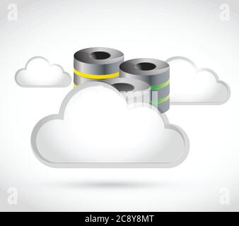 Weiße Wolken und Storage Illustration Design auf weißem Hintergrund Stock Vektor