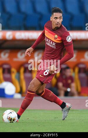 Rom, Italien. Juli 2020. Chris Smalling von AS Roma während der Serie EIN Spiel zwischen Roma und Fiorentina im Stadio Olimpico, Rom, Italien am 26. Juli 2020. Foto von Giuseppe Maffia. Kredit: UK Sports Pics Ltd/Alamy Live Nachrichten Stockfoto