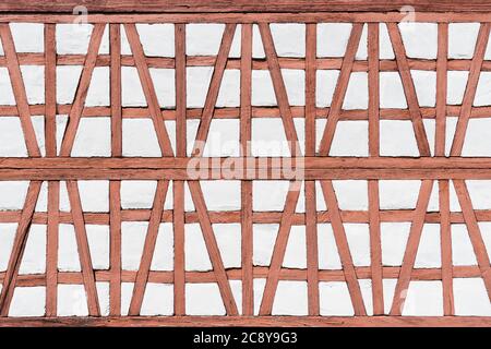 Detail einer Fachwerkfassade eines alten Modellbauhauses Stockfoto