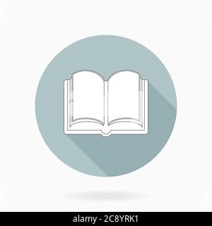 Feine flache Symbol mit Buch Stockfoto