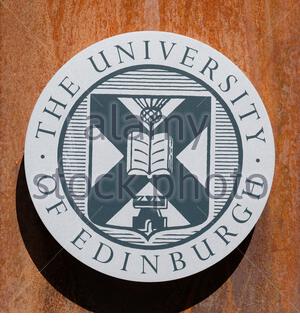 Edinburgh University Wappen an der Wand Stockfoto