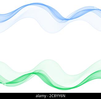 Satz farbiger Kurven. Grüne und blaue Linien. Abstraktes Vektorlayout Stock Vektor
