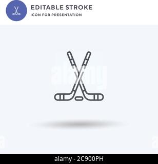 Hockey Sticks Icon Vektor, gefüllt flache Zeichen, solide Piktogramm isoliert auf weiß, Logo-Illustration. Hockey Sticks Symbol für Präsentation. Stock Vektor