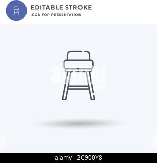 Bar Stool Icon Vektor, gefüllt flaches Zeichen, solides Piktogramm isoliert auf weiß, Logo-Illustration. Bar Stool Symbol für die Präsentation. Stock Vektor