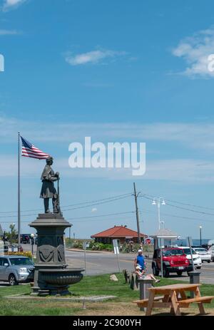 Das Union Soldier Monument in Oak Bluffs in Martha's Vineyard, Massachusetts, wurde 1891 von einem ehemaligen konföderierten Offizier erbaut. Stockfoto