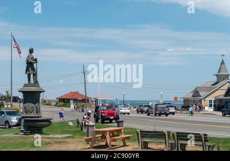 Das Union Soldier Monument in Oak Bluffs in Martha's Vineyard, Massachusetts, wurde 1891 von einem ehemaligen konföderierten Offizier erbaut. Stockfoto