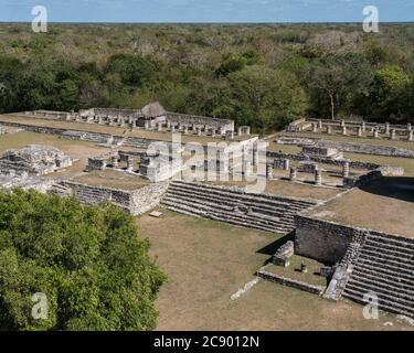 Ruinen der post-klassischen Maya-Stadt Mayapan, Yucatan, Mexiko. Stockfoto