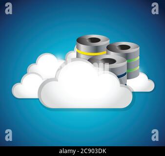 Grafik zu Server Clouds auf blauem Hintergrund Stock Vektor