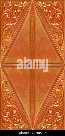 Fliesenleder für ein Raumdekor, eine Fliese mit Volumen Zeichnung und Textur der Haut für die interne Veredelung. Stockfoto
