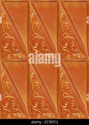 Fliesenleder für ein Raumdekor, eine Fliese mit Volumen Zeichnung und Textur der Haut für die interne Veredelung. Stockfoto