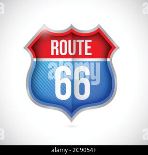 Route 66 Straßenschild Illustration Design auf weißem Hintergrund Stock Vektor