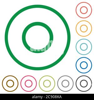 Medien zeichnen flache Farbsymbole in runden Umrissen auf Stock Vektor