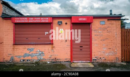 Cockenzie und Port Seton Fishermen's Association Büro, Port Seton Hafen, East Lothian, Schottland Großbritannien. Stockfoto