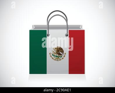 Mexiko. mexikanische Flagge Einkaufstasche Illustration Design über einem weißen Hintergrund Stock Vektor