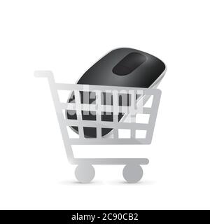 Warenkorb Maus Illustration Design auf weißem Hintergrund Stock Vektor