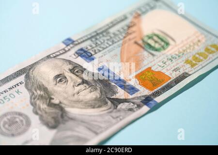 Nahaufnahme eines 100-Dollar-Geldscheins Stockfoto