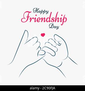 Happy Friendship Day, Freunde pinky Versprechen, Liebe flache Illustration Poster, Vektor Stock Vektor