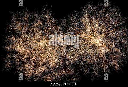 Feuerwerk in schwarzem Himmel Stockfoto